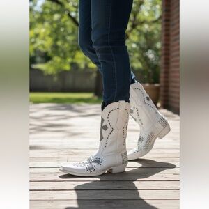 Joe Boots Men’s Size 7.5 Western Leather Boots White